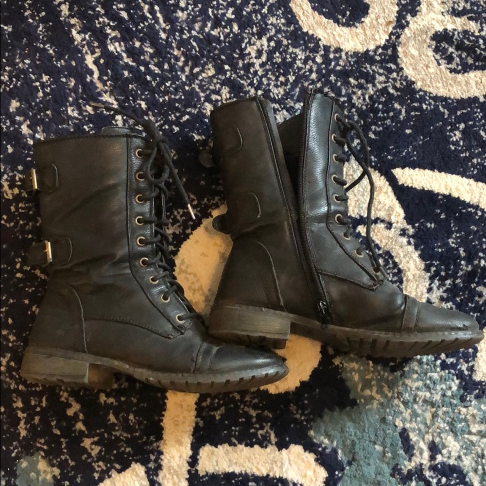 Black combat boots